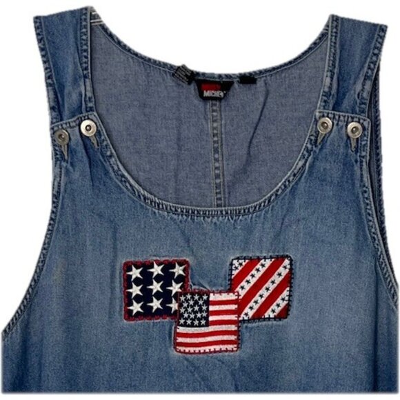 Lindsey Michele Denim Dress Jumper Sz 3 X Patriotic Side Buttons - Picture 2 of 9